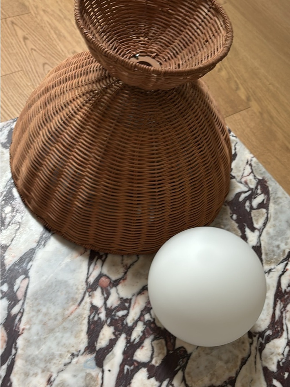 Woven Rattan flush mount light fixture- Brown
